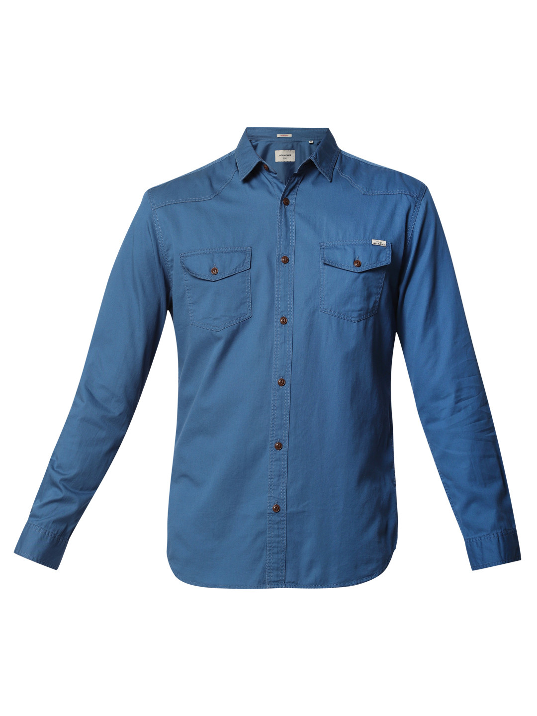 jack & jones men solid casual blue shirt