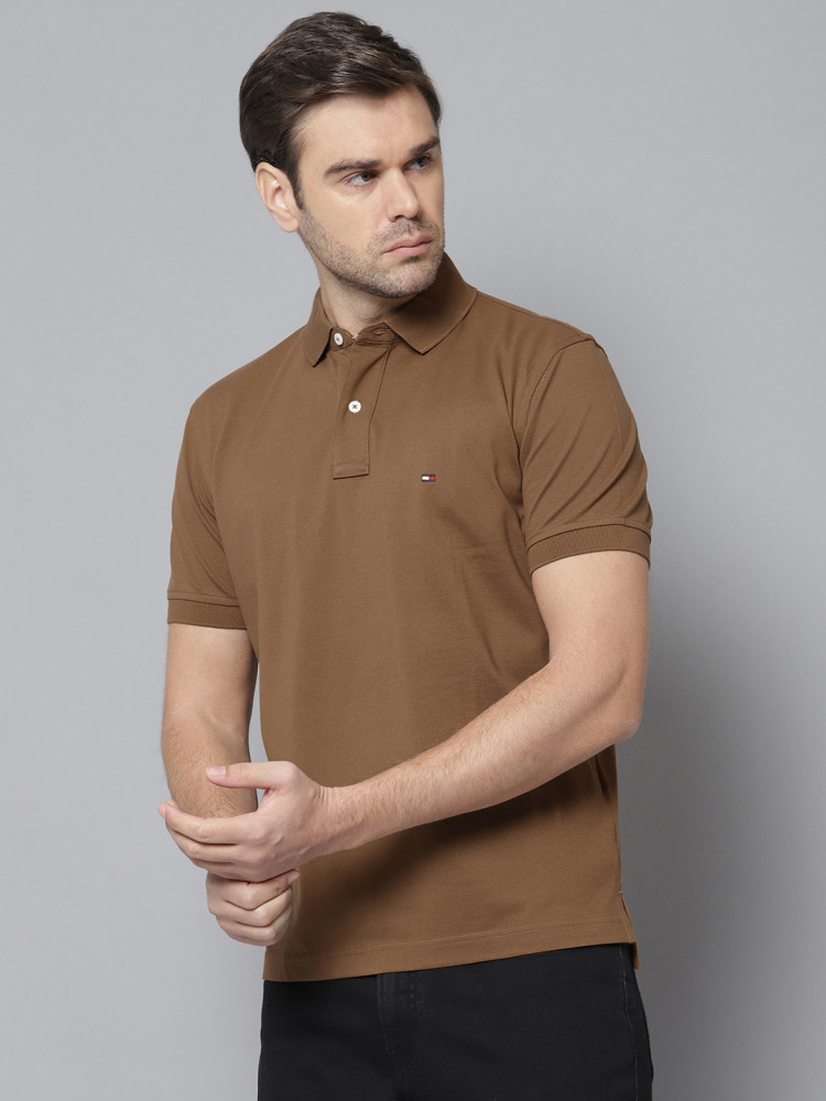 tommy hilfiger brown polo shirt